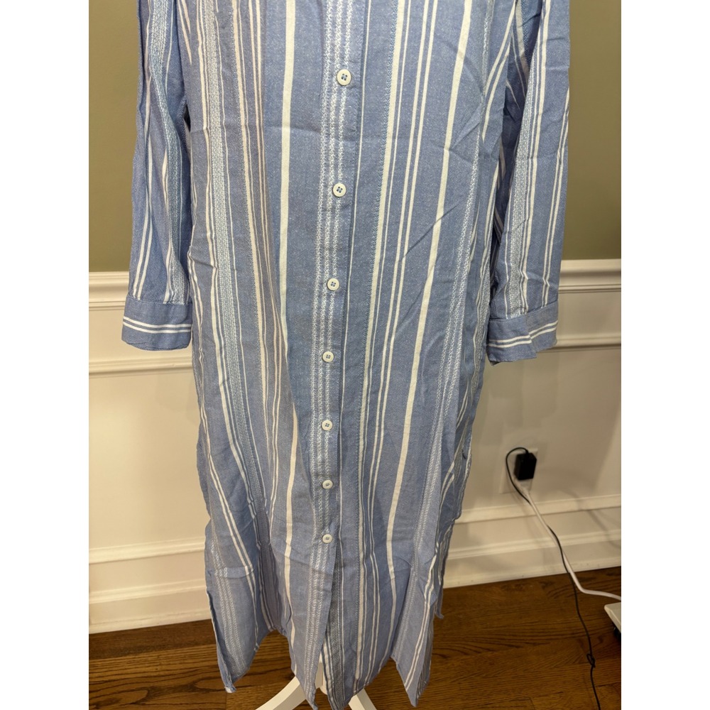 Tommy Bahama Blue White Striped Button Down Midi Shirt Dress Small SS500304 - Picture 3 of 11